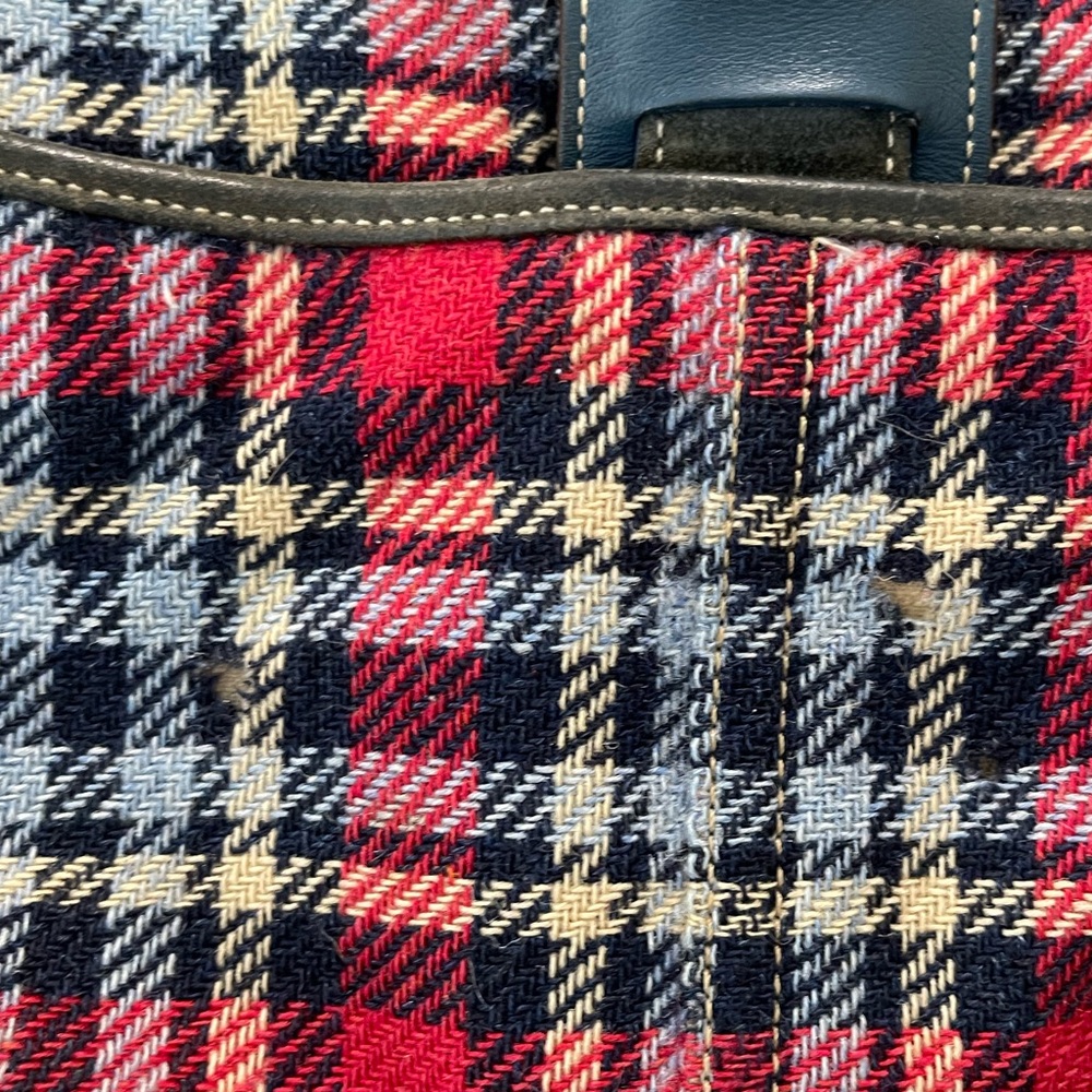 Coach Vintage Tartan Red Plaid Buckle Charm Shoulder Bag Suede - Picture 3 of 10